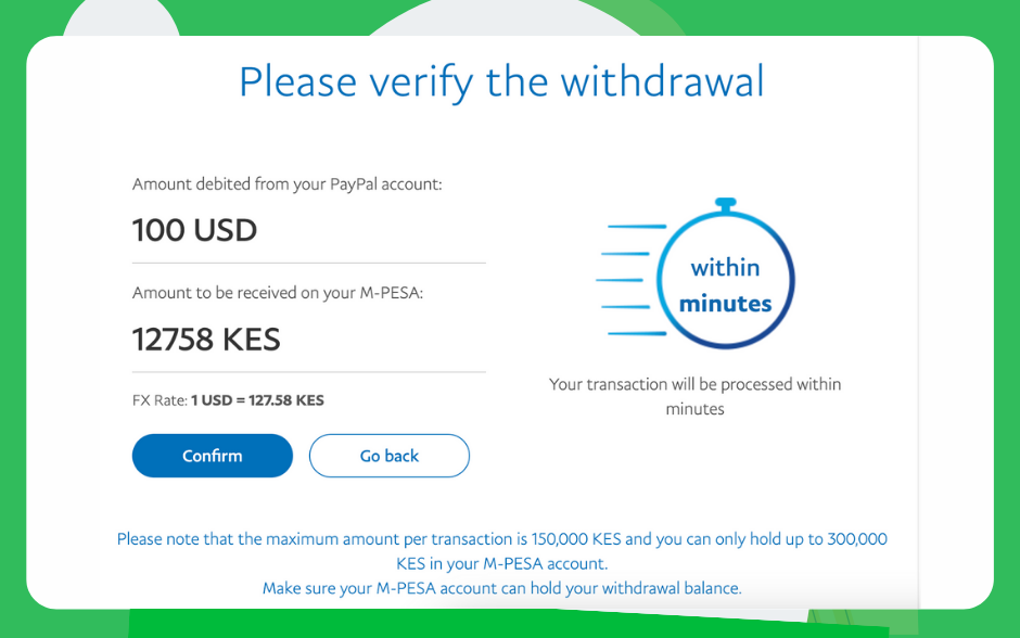 How to Withdraw Money from PayPal to M-PESA - Step 4